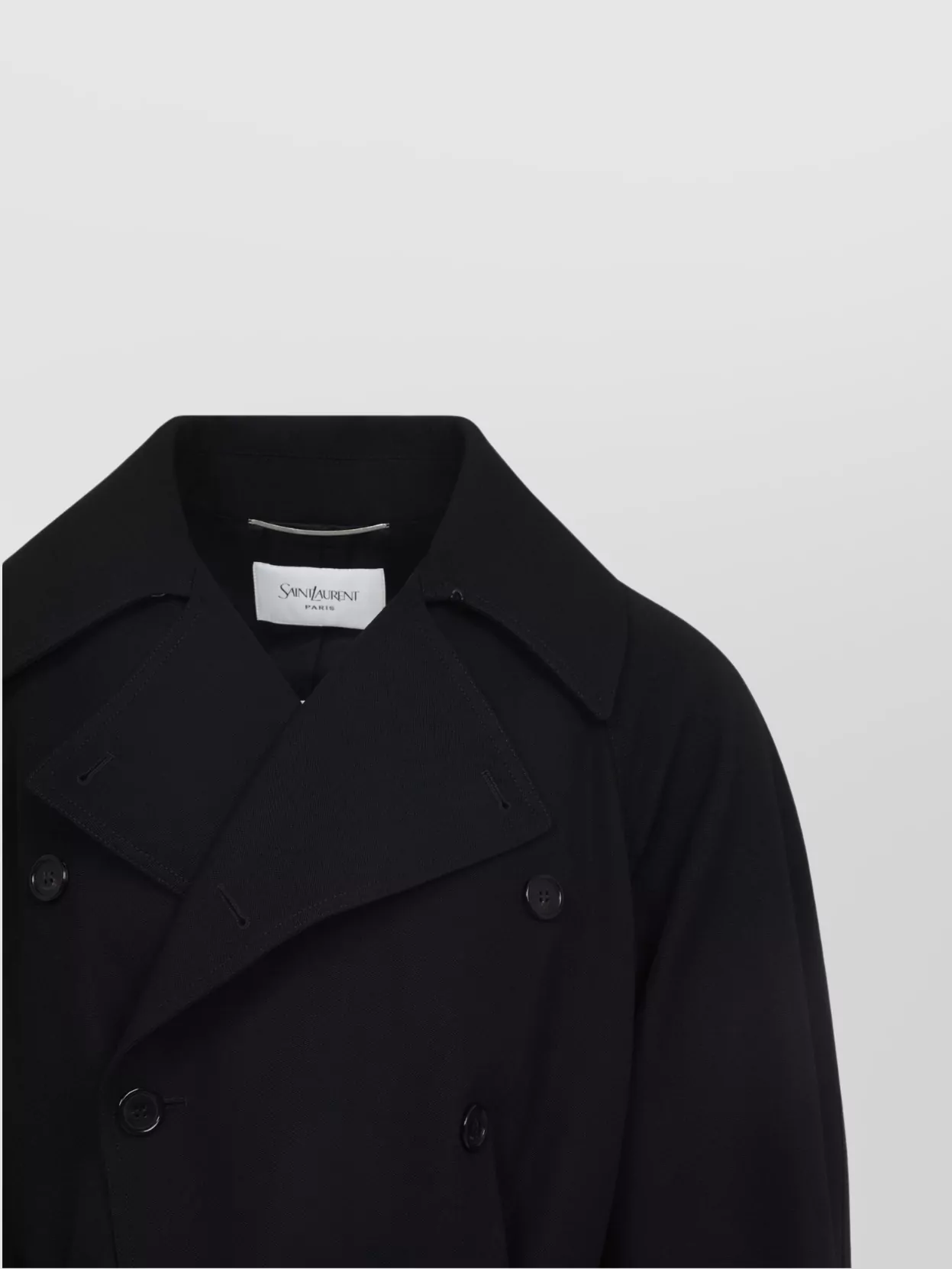 Saint Laurent Wool Coat With Central Back Slit In Blue