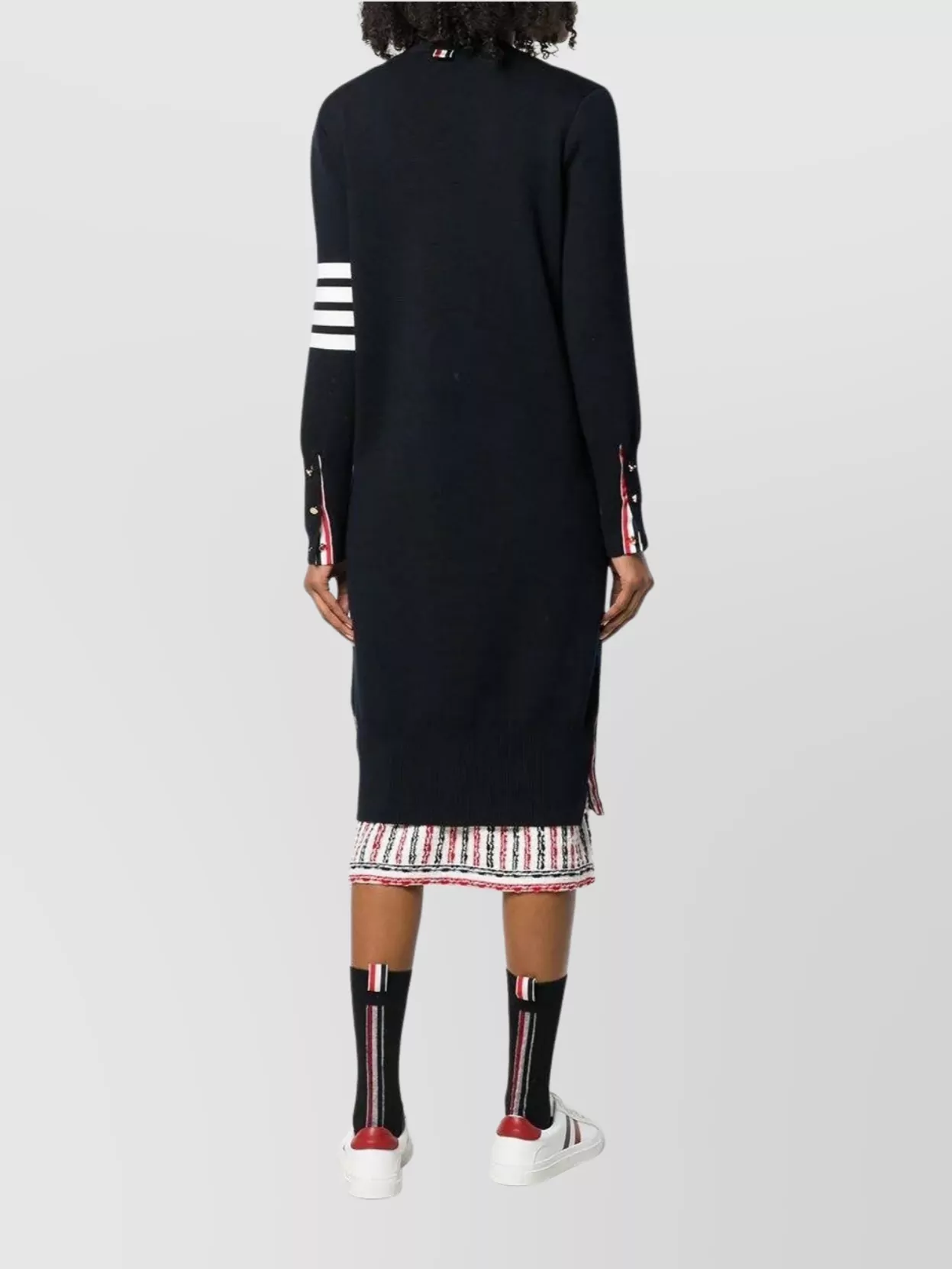 Thom Browne Long V Neck Cardigan With Front Pockets