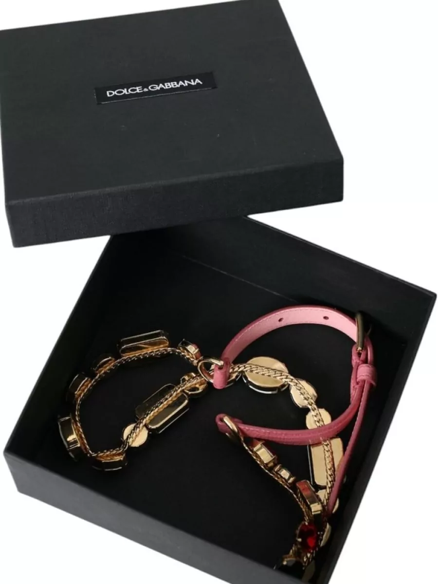 Dolce&Gabbana Leather Crystal Embellished Belt