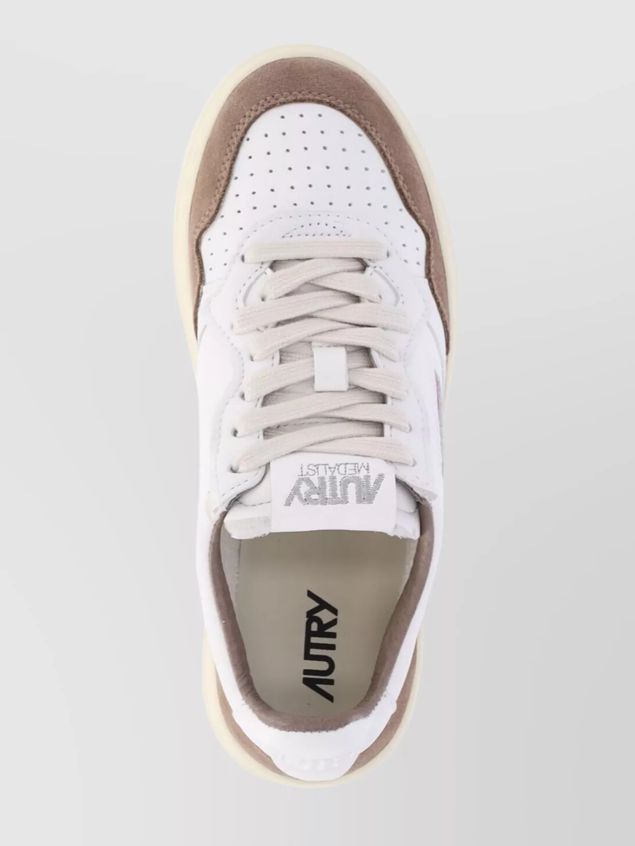 Autry Medalist Sneakers In White Leather With Brown Suede