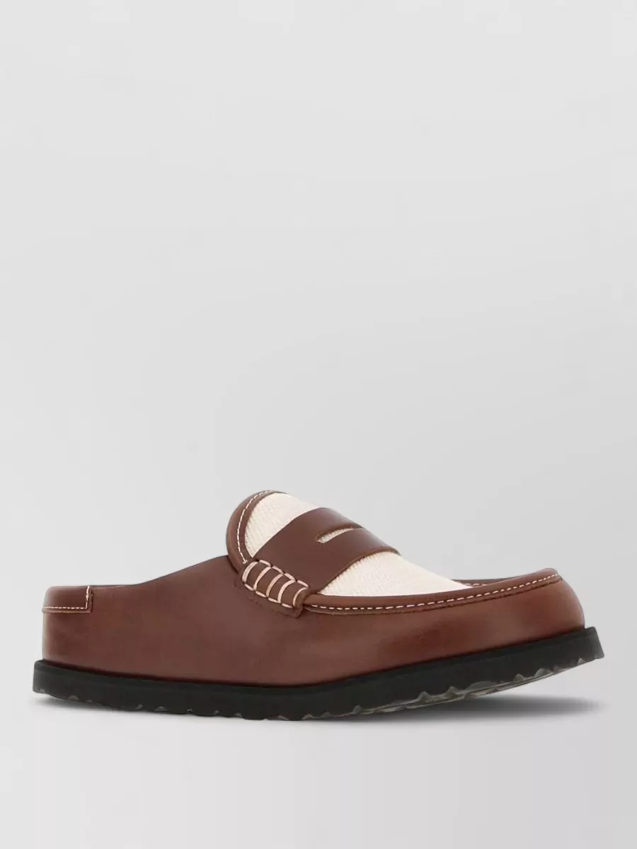 Birkenstock 1774 leather raffia loafers