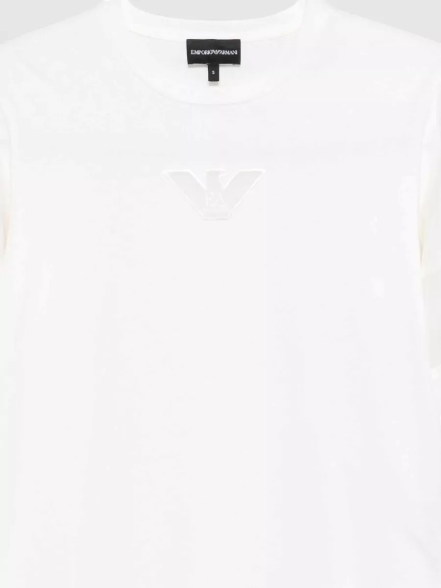 Emporio Armani Cotton Sheer Logo Appliqué Short-Sleeve T-Shirt
