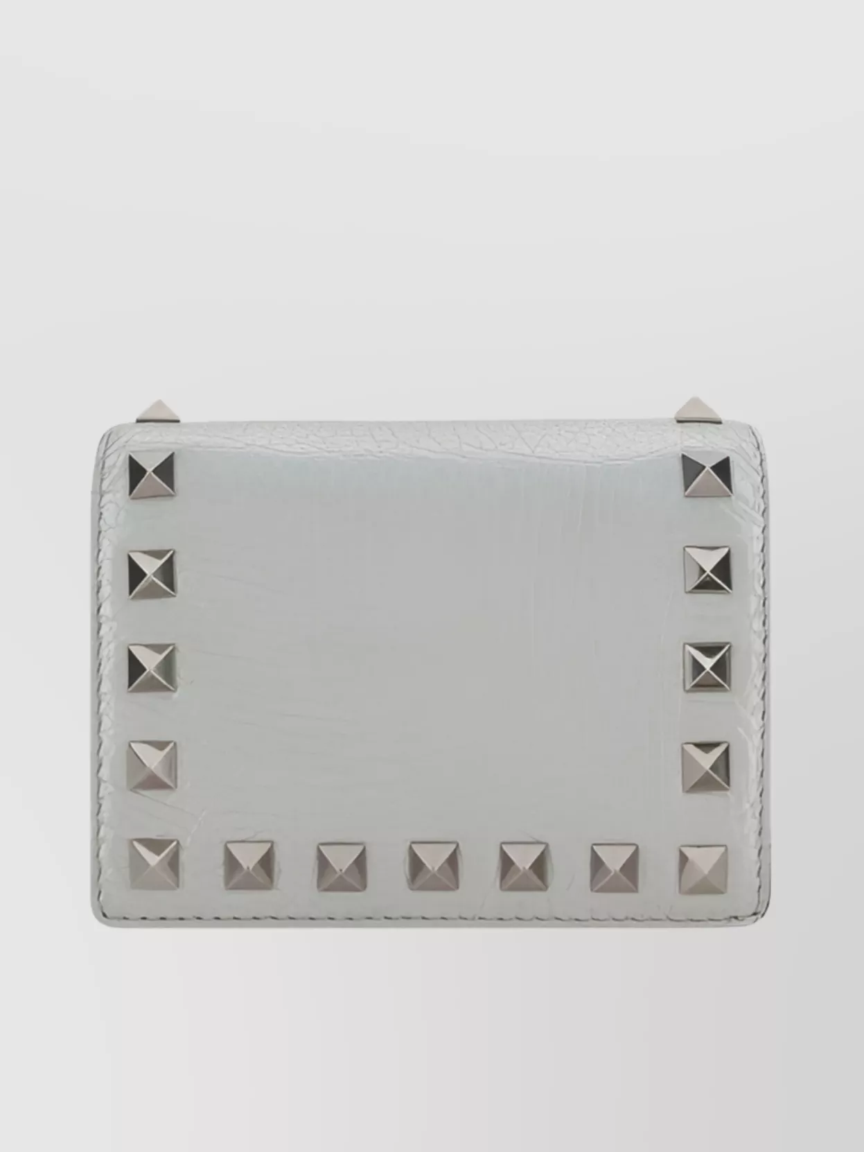Valentino Garavani Rockstud Wallet With Beading And Grained Leather In Gray