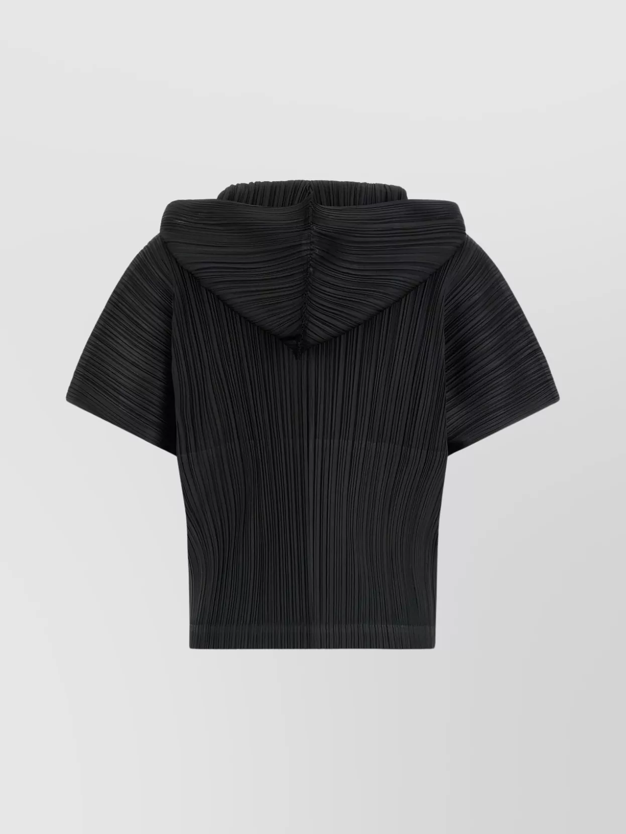 Issey Miyake August Collection Hooded Short Sleeve Top In Black
