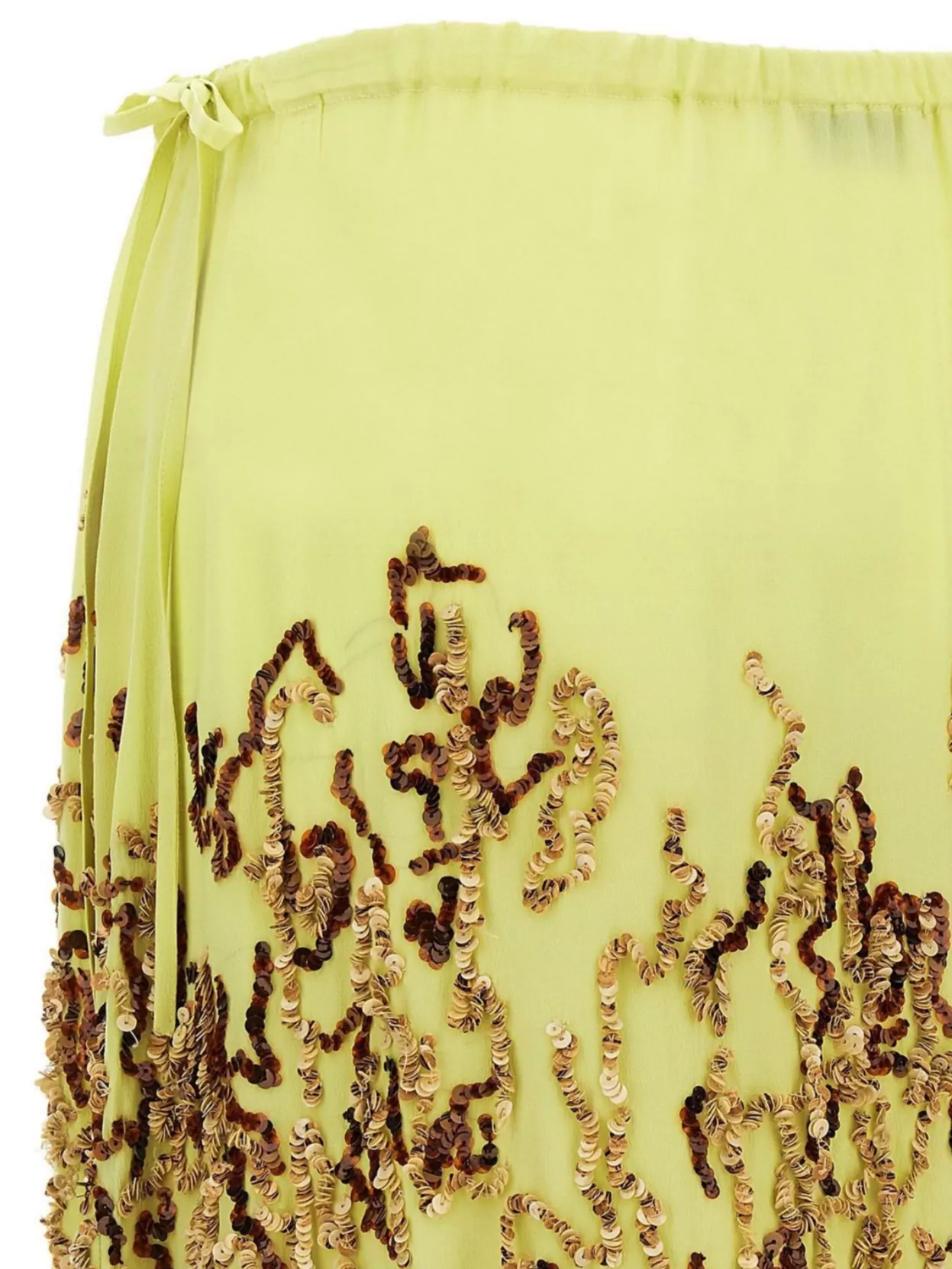 Dries Van Noten Embellished Midi Skirt With Side Tie Detail In Yellow