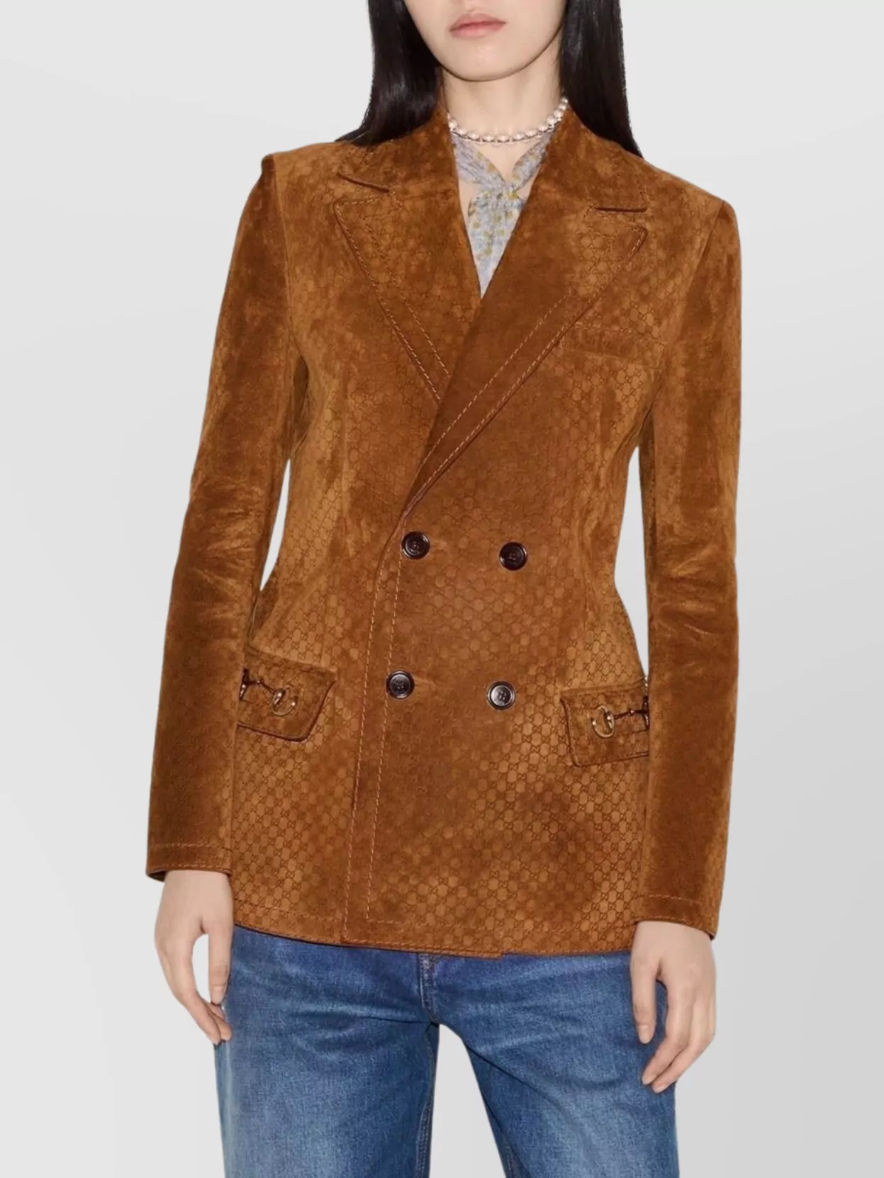 レザージャケット・コート GUCCI SUEDE LEATHER DOUBLE-BREASTED JACKET Gucci Double-breasted suede leather jacket | The Fashion Square