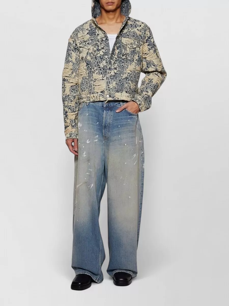 Acne Studios High Waist Denim Jeans Paint Splatters
