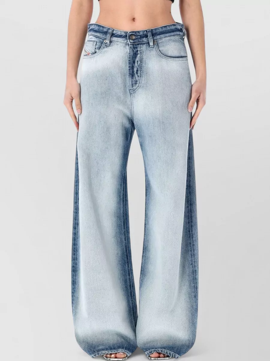 Diesel denim relaxed low-rise extra-long wide-leg jeans