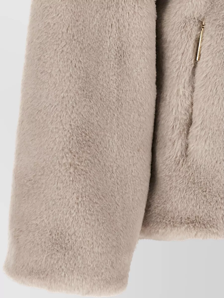 Tatras Plush Hooded Faux Fur Coat