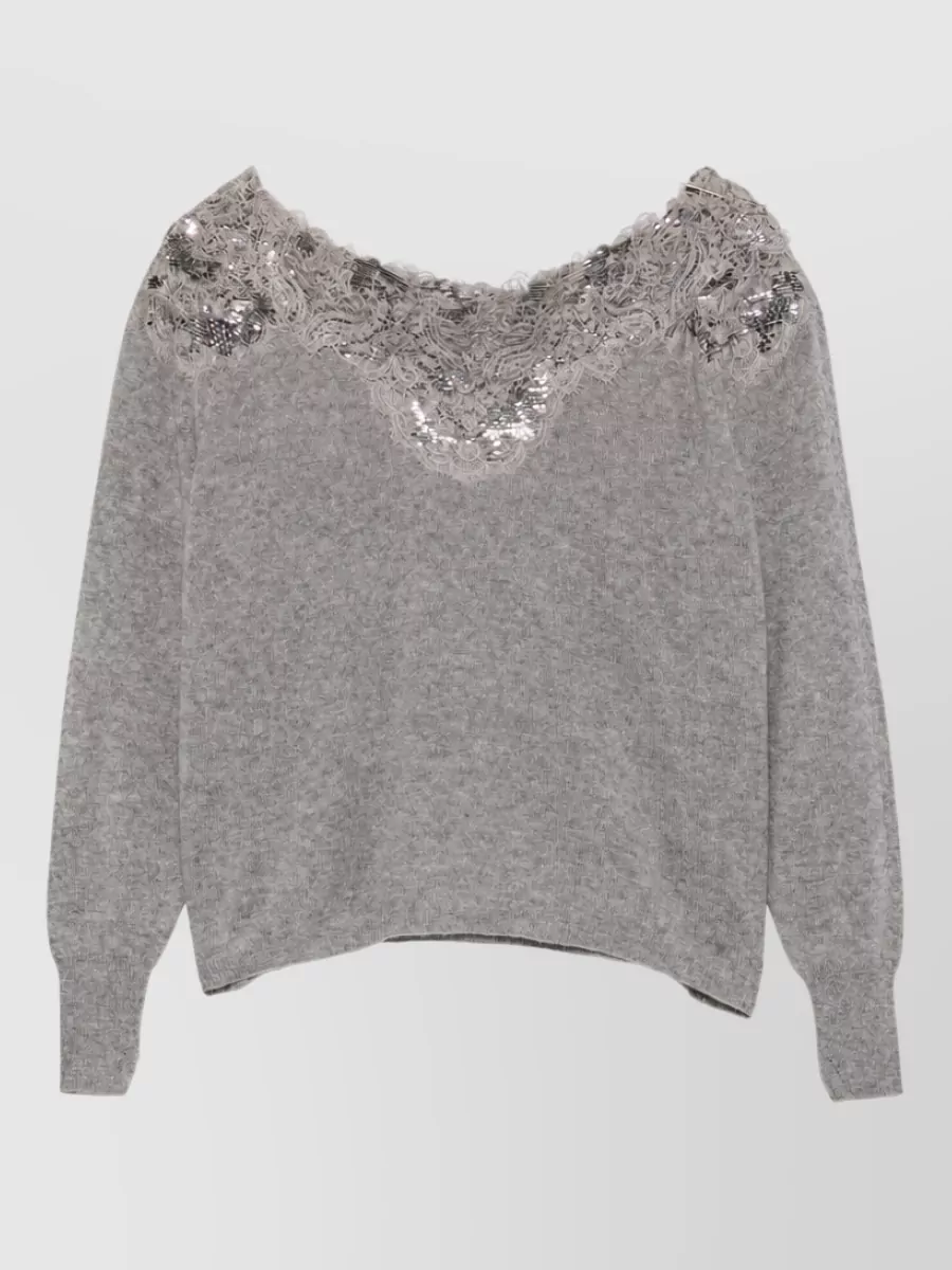 Ermanno Scervino cashmere off-the-shoulder long-sleeve sweatshirt