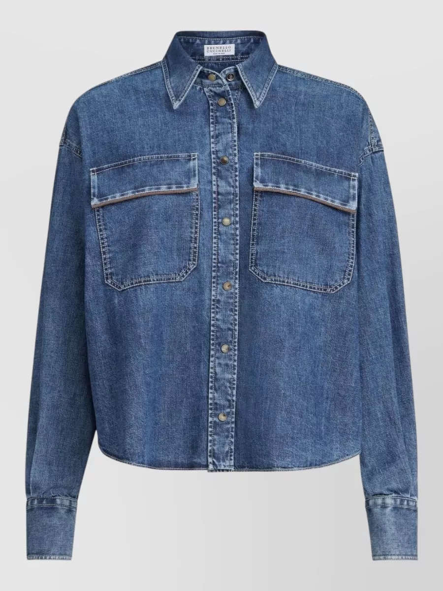 Brunello Cucinelli long sleeve shirt collared neck front pockets