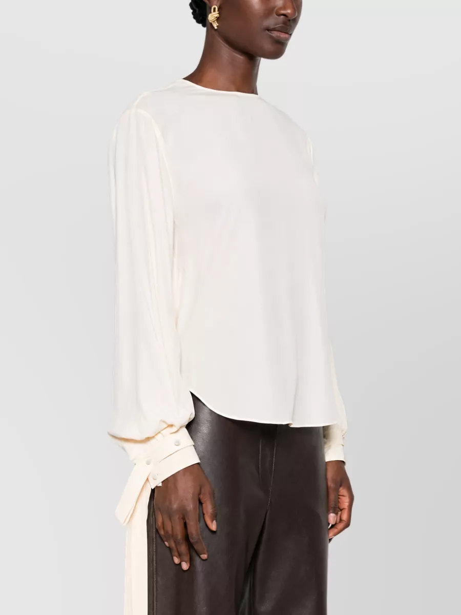 Alberta Ferretti Silk Crepe De Chine Long-Sleeve Blouse