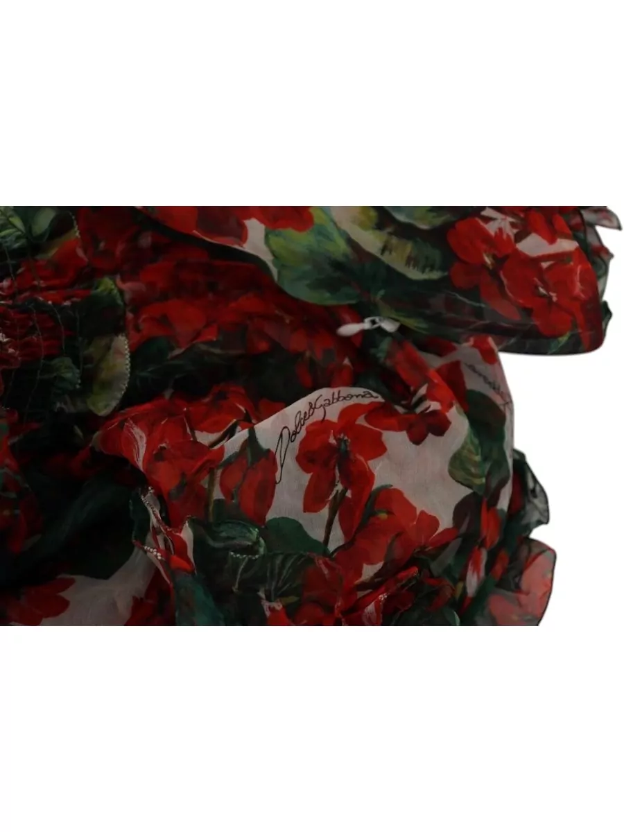 Dolce&Gabbana Silk Floral-Print Long-Sleeve Midi Dress