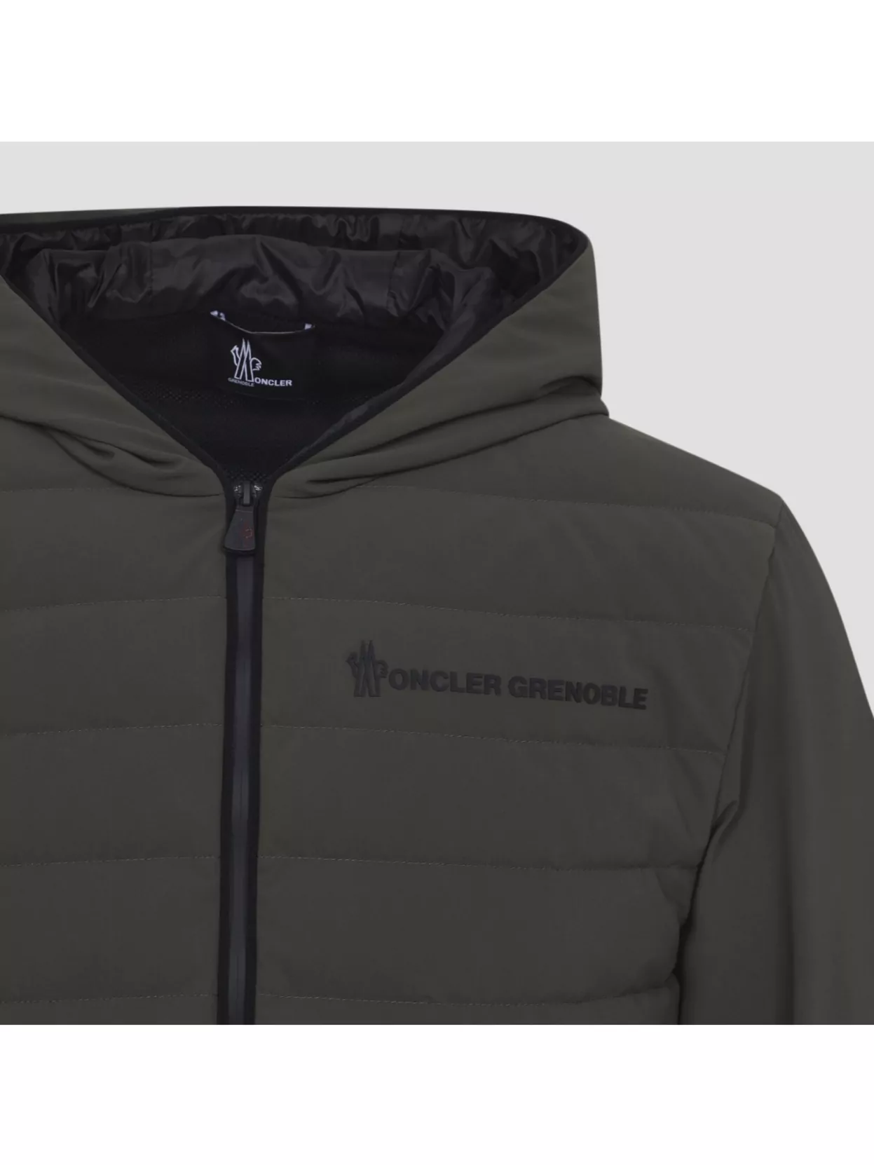 Moncler Hooded Quilted Cardigan Side Pockets In Green
