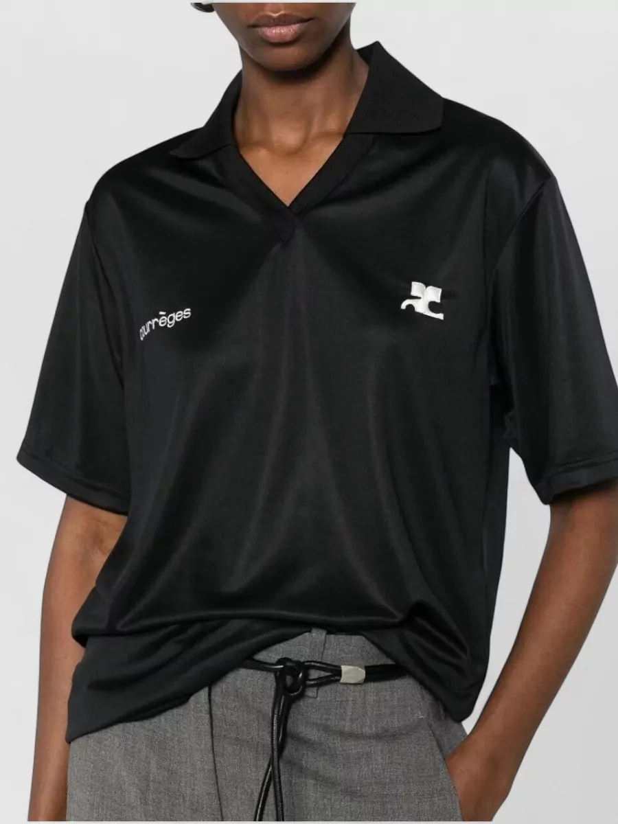 Courrèges V Neck Relaxed Sports Polo Shirt