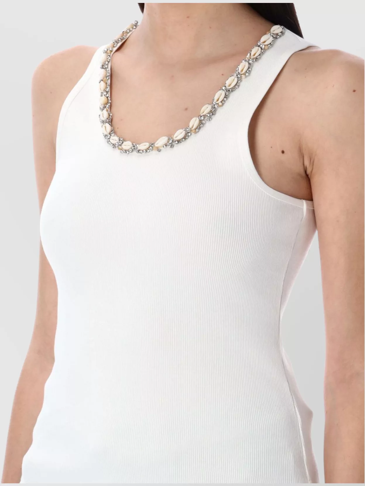 Shop Zimmermann Embellished Neckline Ribbed Sleeveless Top