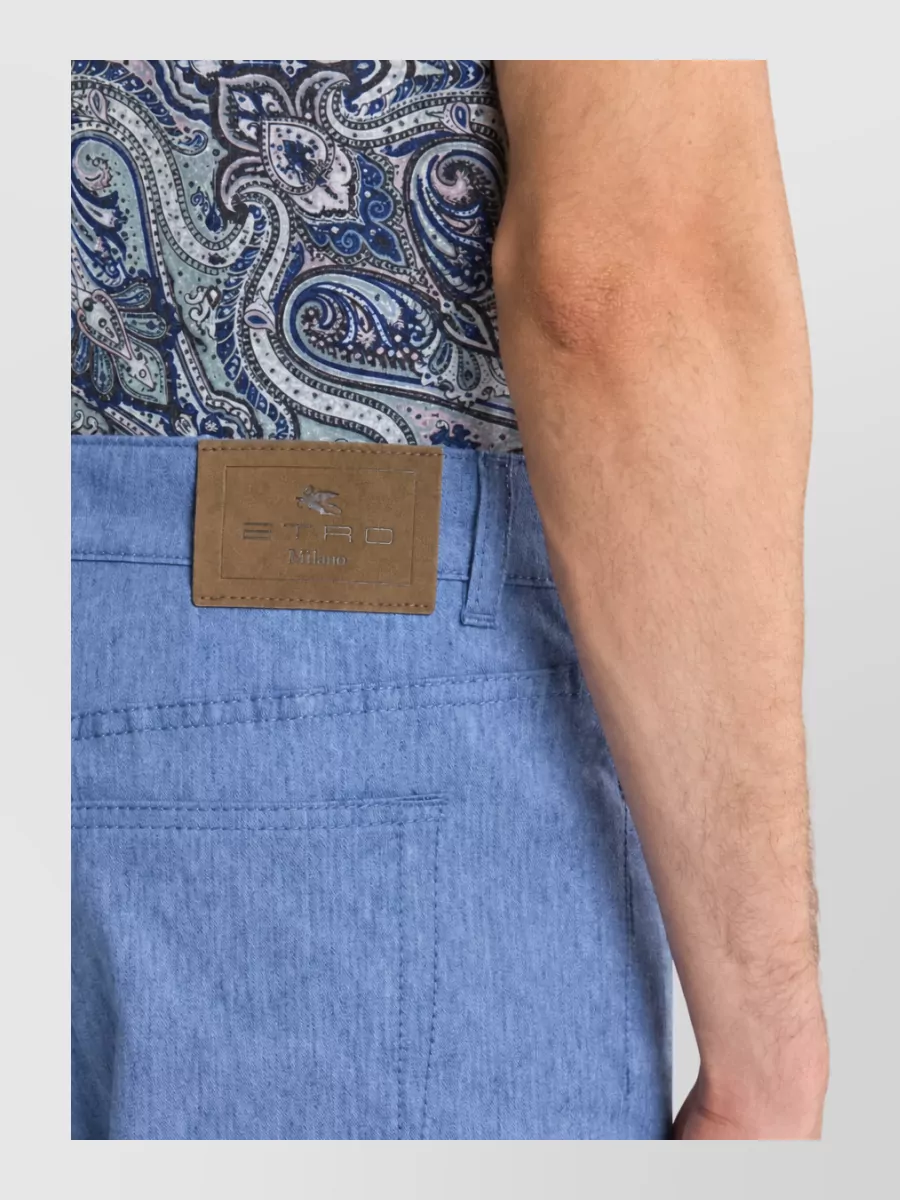 Etro Linen Cotton Denim Trousers