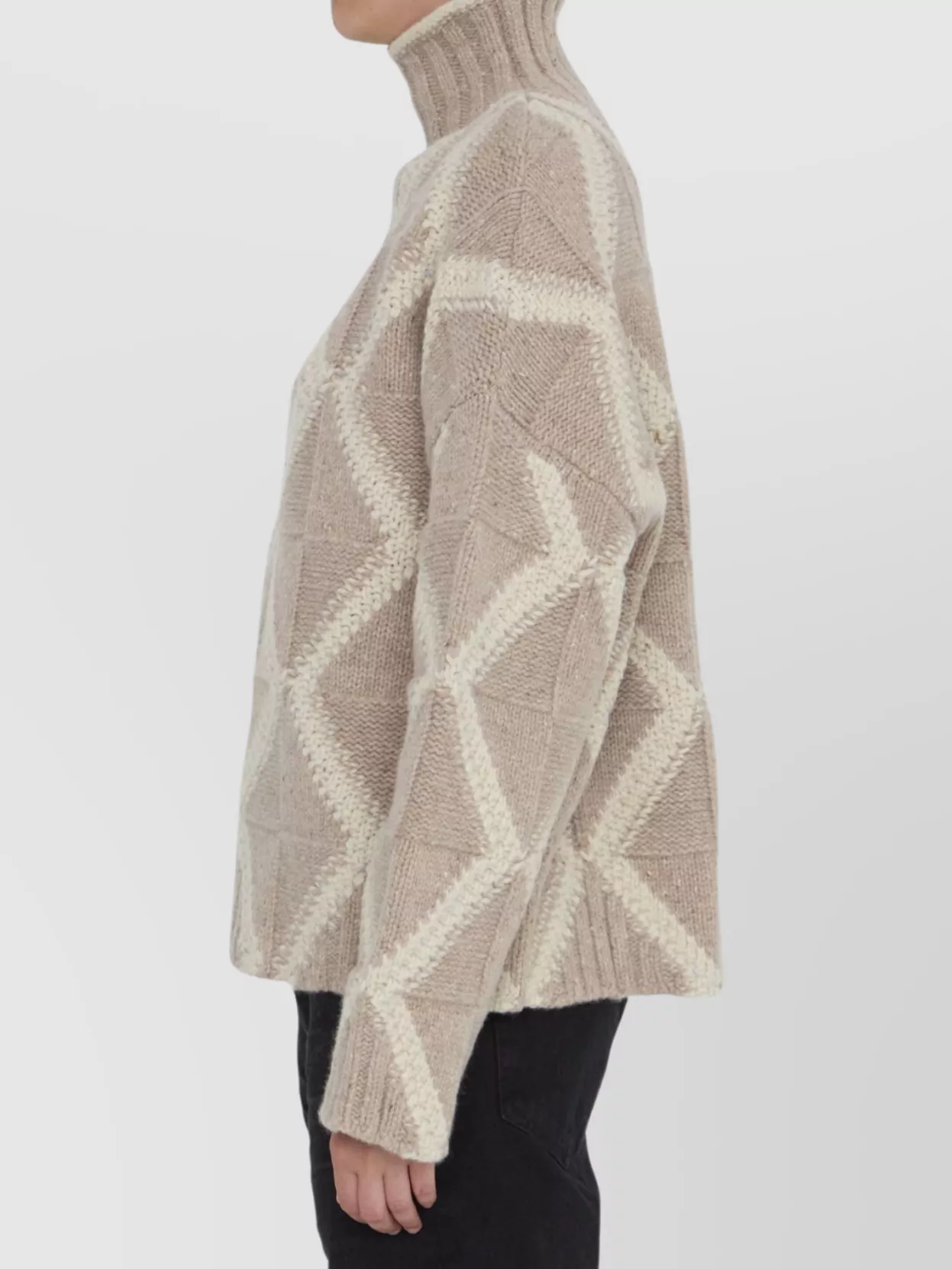 Bottega Veneta Argyle Intarsia Knit Turtleneck Sweater