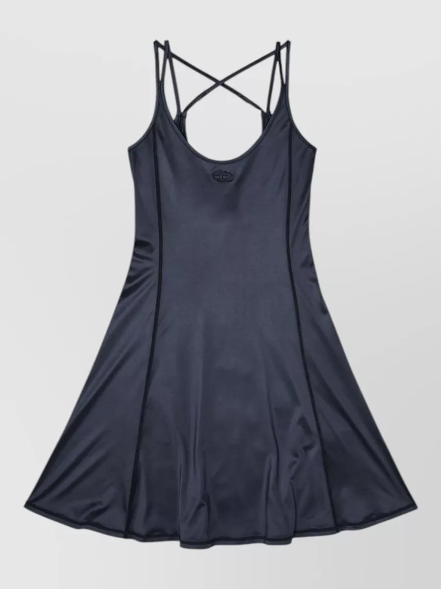 Diesel Scoop Neck Spaghetti Strap Flared Mini Dress