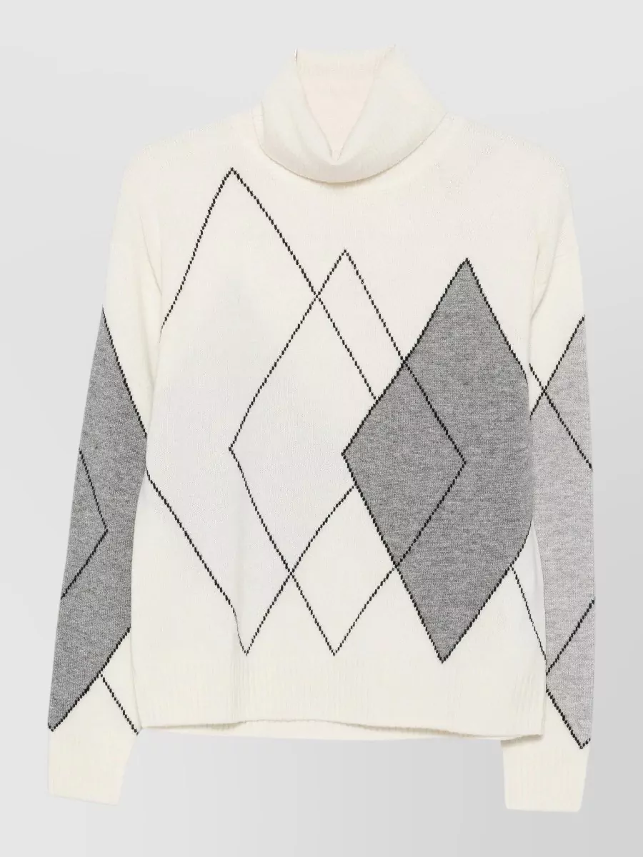 Seventy Venezia cashmere wool argyle roll neck sweater