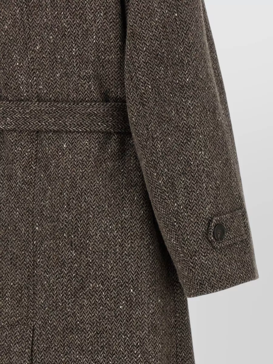 Brunello Cucinelli Virgin Wool Chevron Belted Coat