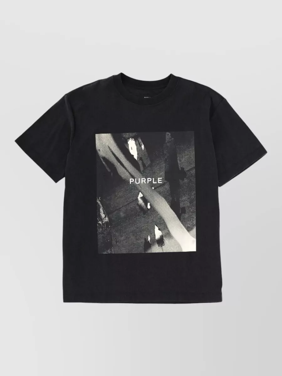 Purple Brand Textured Cotton Jersey Graphic T-shirt In Black