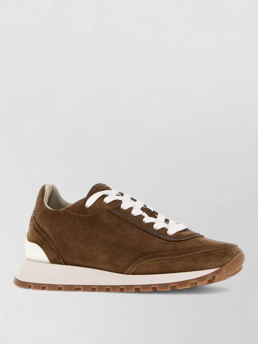 Brunello Cucinelli Leather Low-Top Lace-Up Sneakers