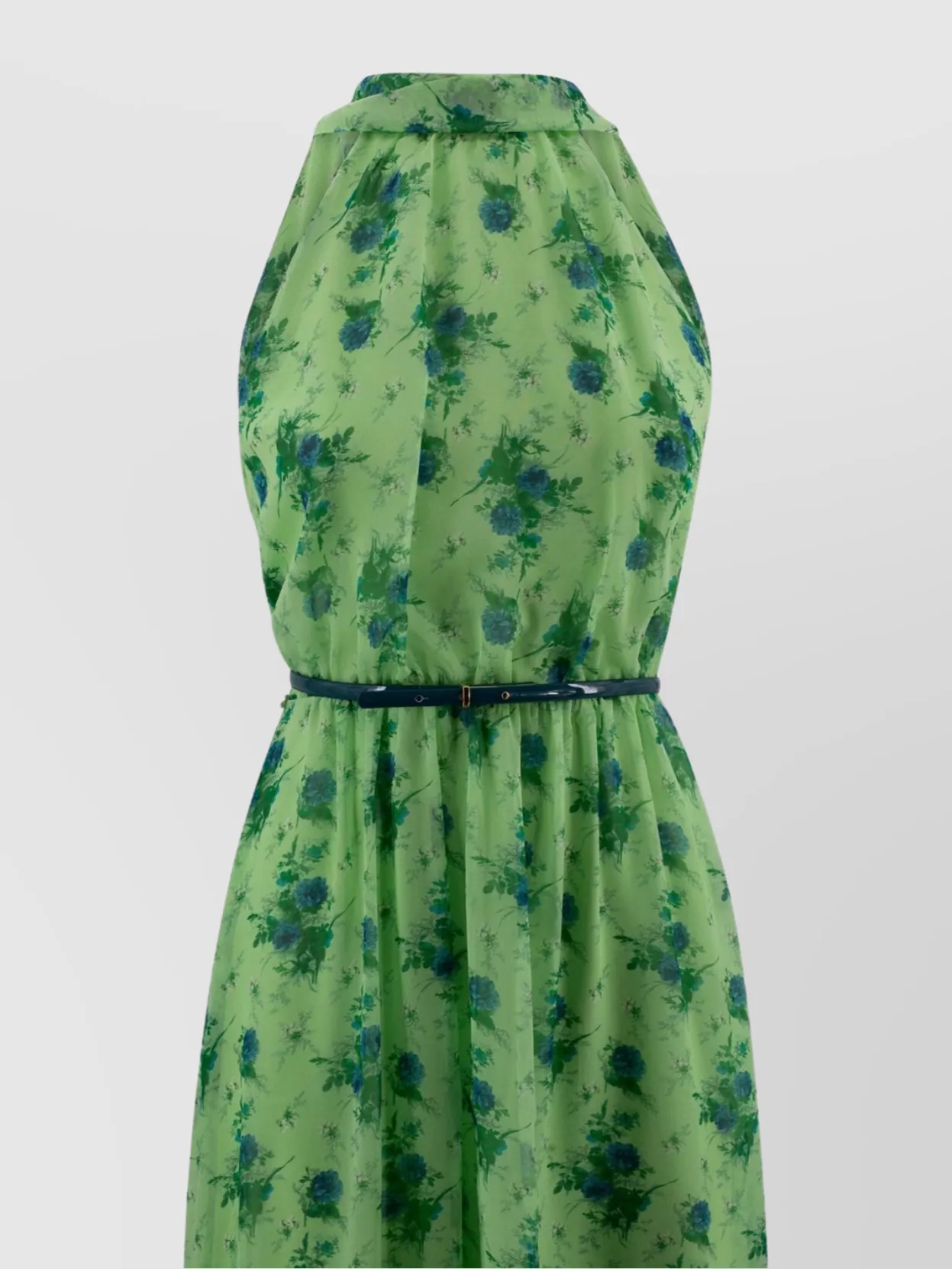'S MAX MARA WAIST BELT FLORAL HALTER NECK DRESS