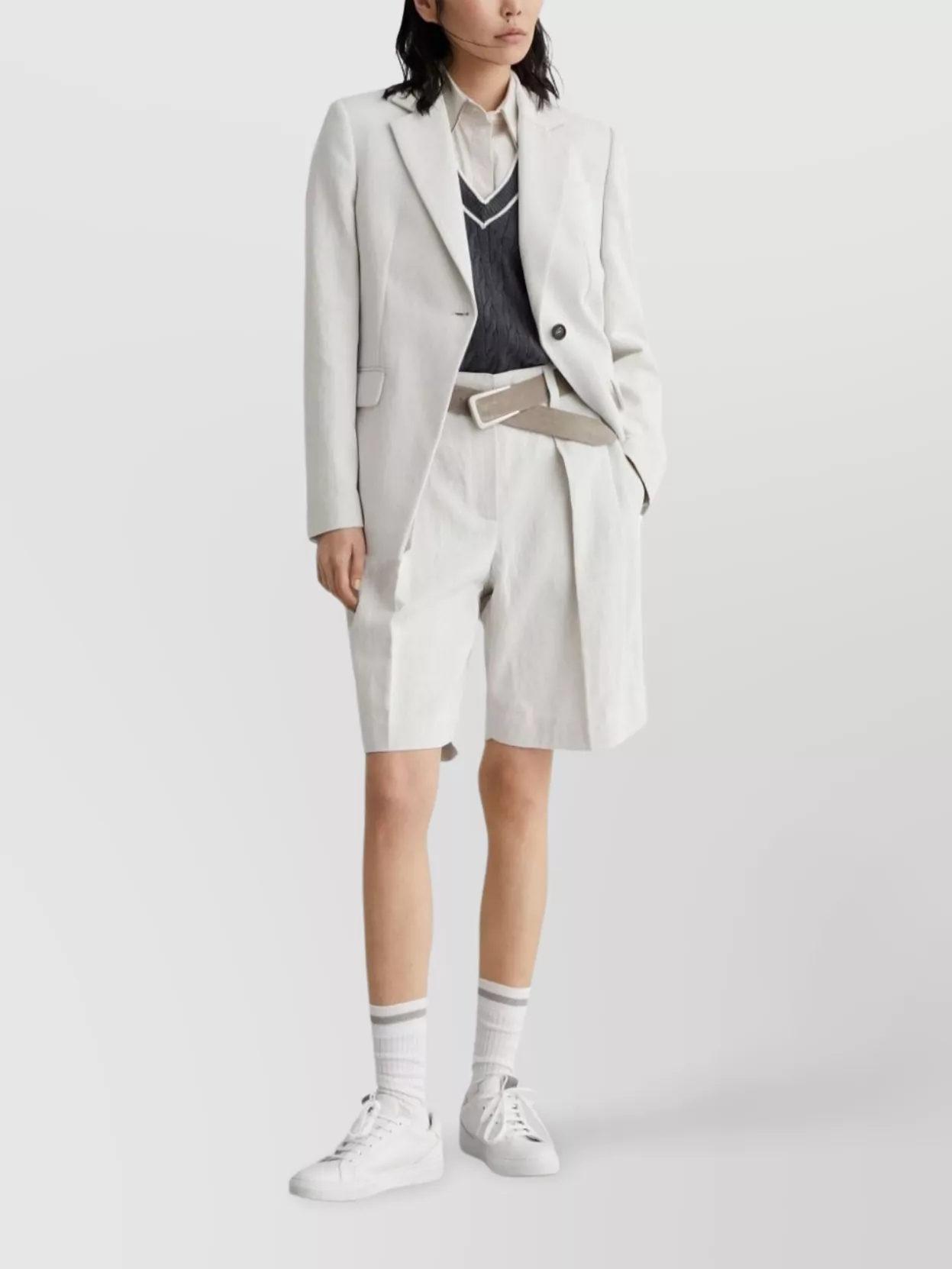 Brunello Cucinelli Tailored Cotton Sleeveless Shirt With Curved Hem