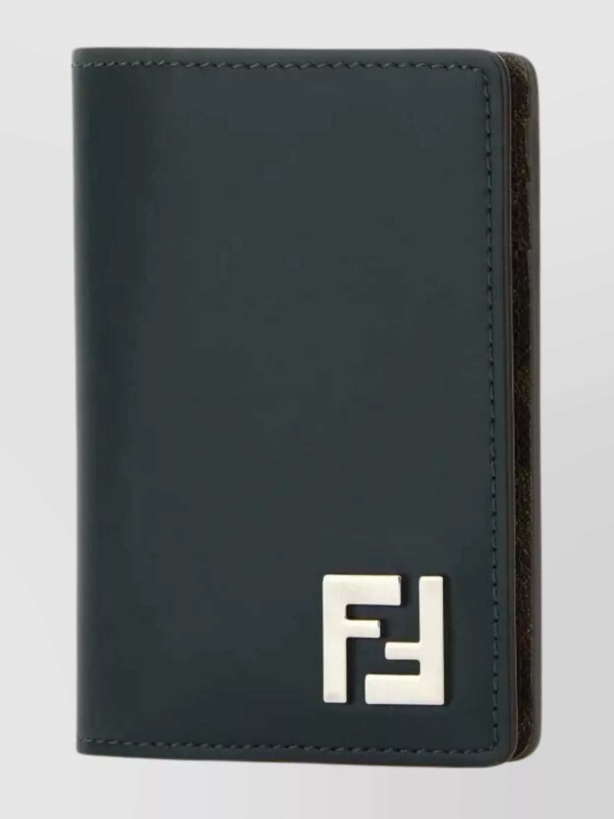 Fendi Leather Bi-Fold Card Holder With Contrast Panel