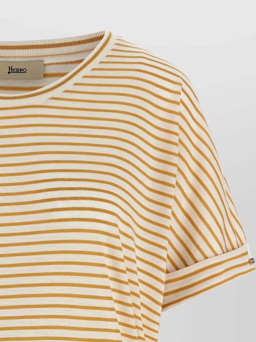 Herno Crew Neck Short Sleeve Striped Top