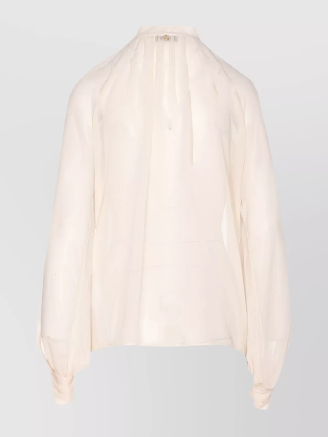 Liu •jo Bow Collar Button Charm Keyhole Pleated Sheer In White