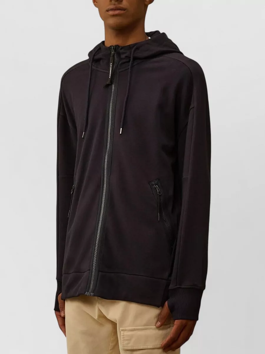 C.p. Company Fleece Goggle Hoodie Raised Diagonal Detail