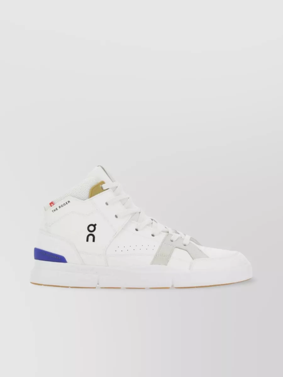Shop On Running Mid Clubhouse Sneakers In Synthetic Leather And Fabric In White