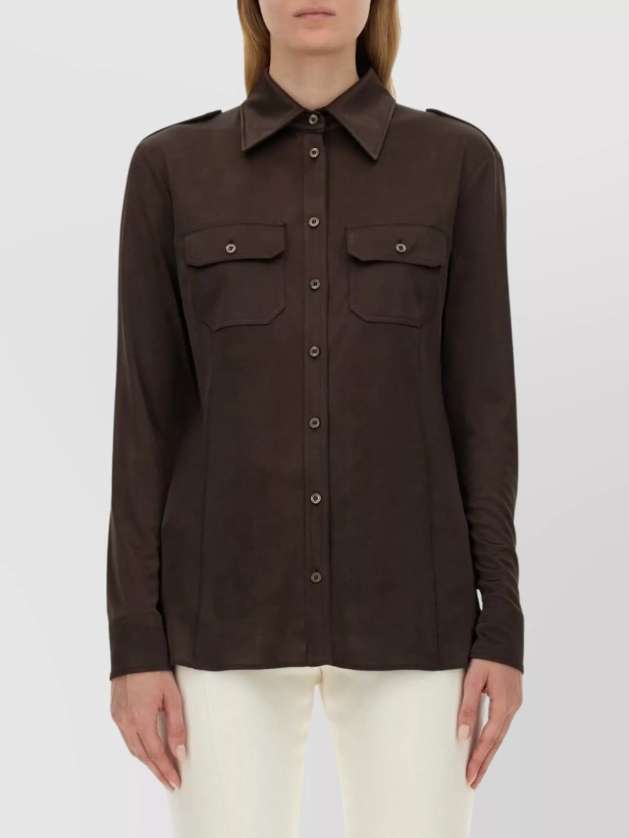 Tom Ford Pocketed Shirt With Epaulettes And Long Sleeves
