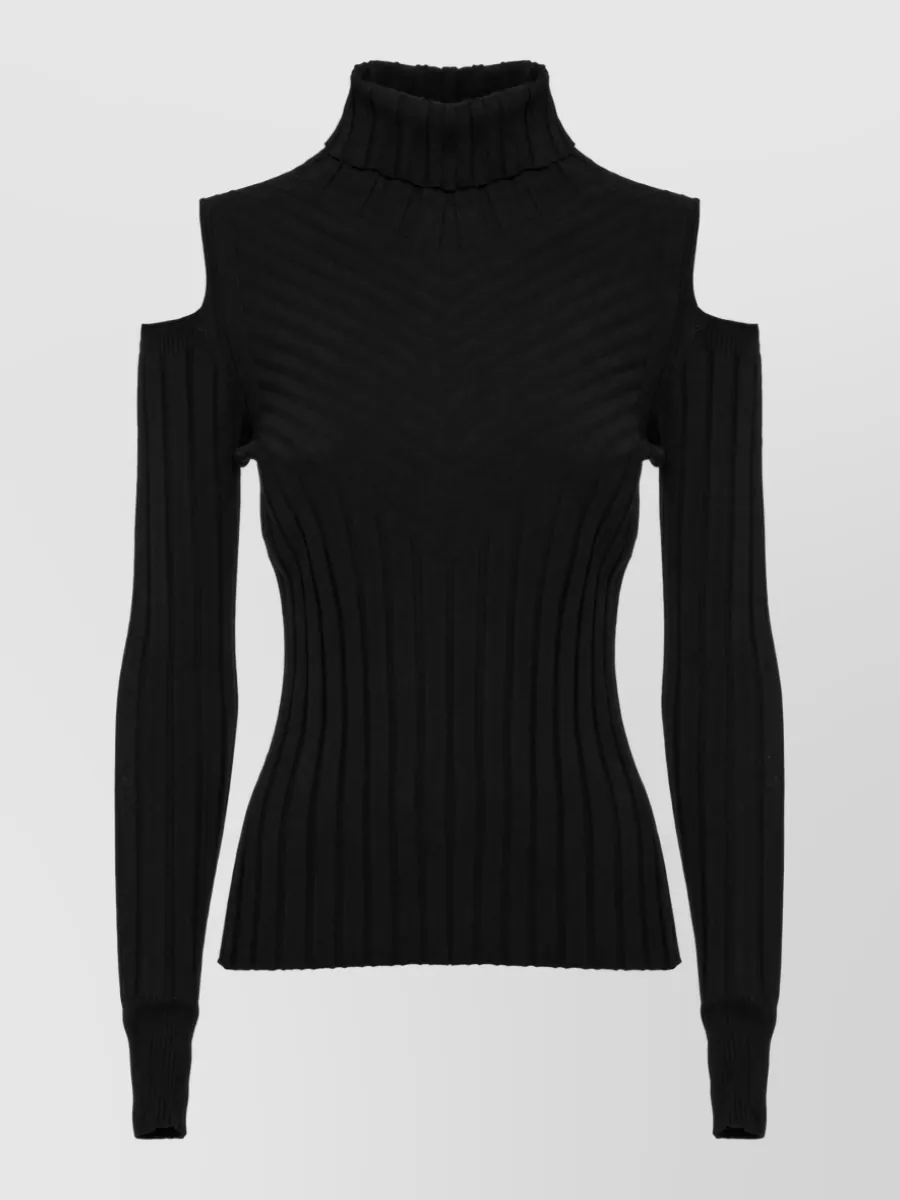 D.exterior ribbed cutout long-sleeve top