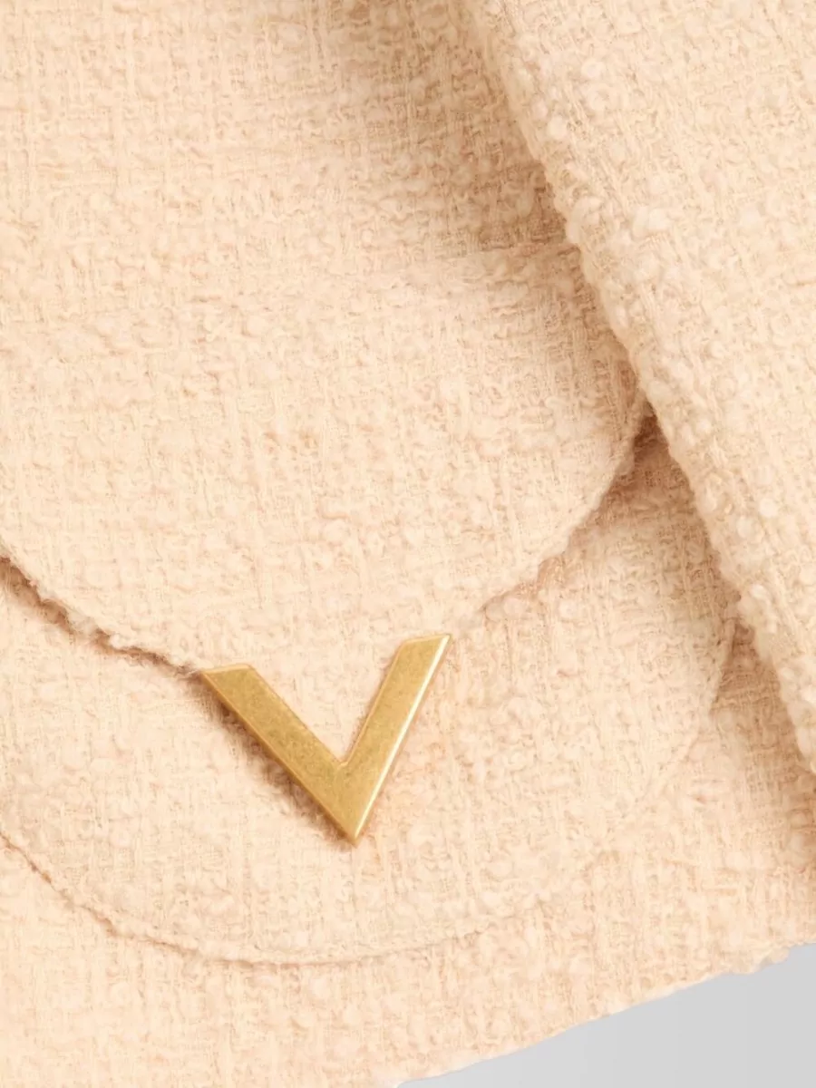 Valentino Signature Wool Jacket Round Collar In Neutral