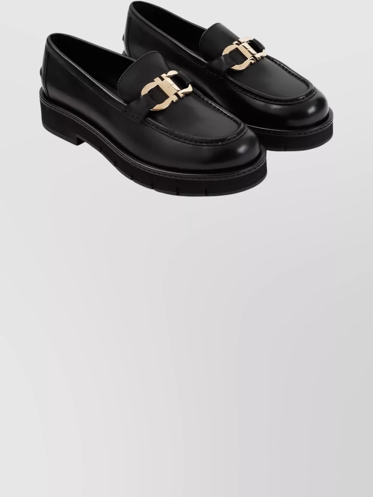 Ferragamo Chunky Sole Loafers Gold Hardware