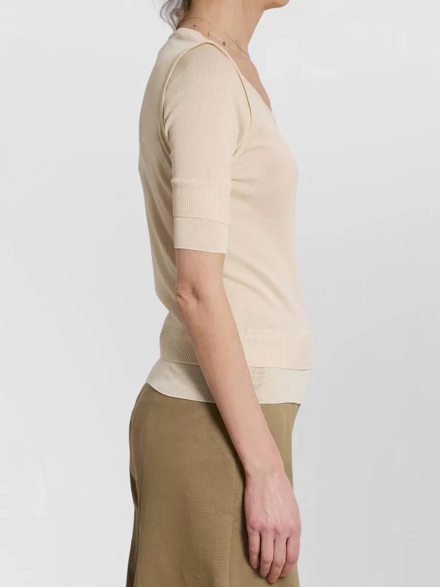 Lemaire Silk Ribbed Crew Neck Short Sleeve Top