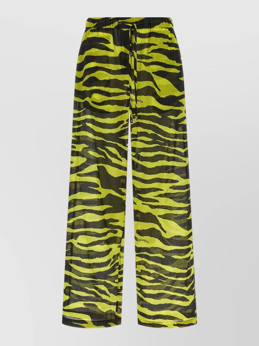 The Attico Cotton animal-print wide-leg trousers