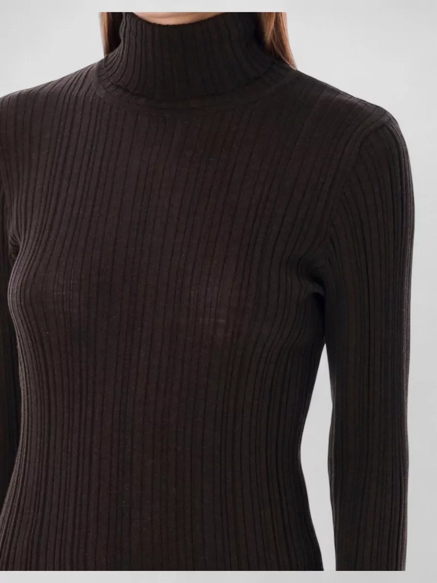 Rhea Costa Merino Wool Ribbed Roll Neck Jumper