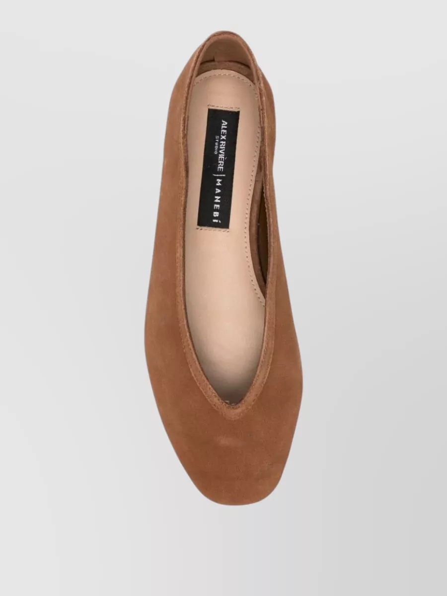 Manebi Suede Leather Pointed-Toe Ballerina Shoes