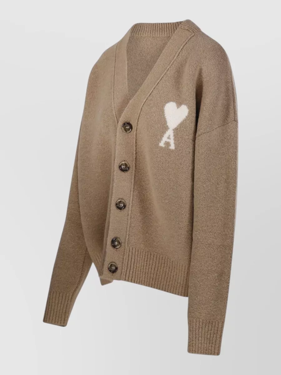 Ami Paris Alpaca V-Neck Cardigan