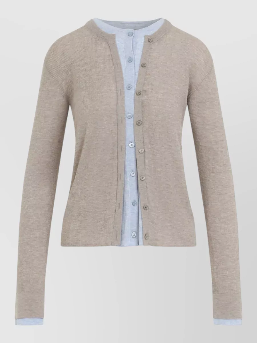 Acne Studios Silk Wool Layered Long-Sleeve Cardigan