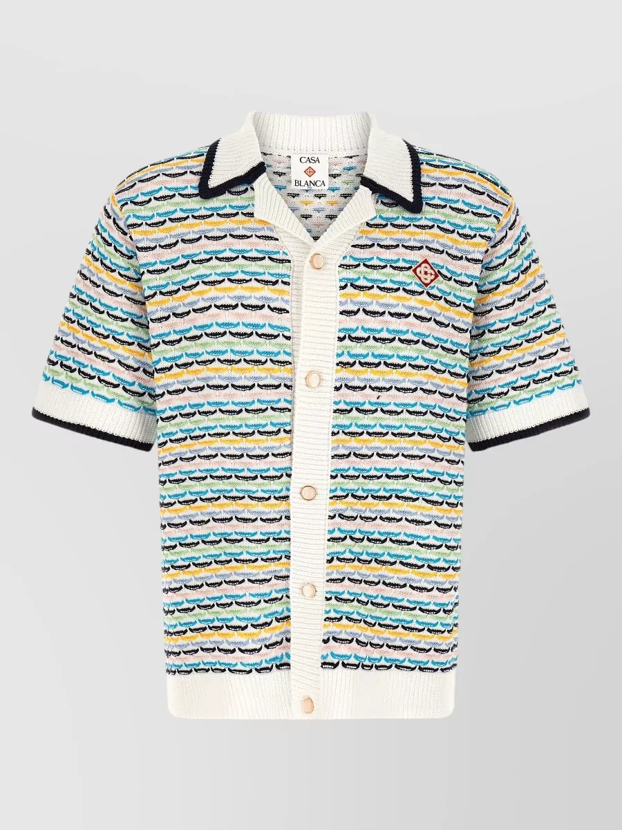 Casablanca cotton tuck stitch short-sleeve polo shirt