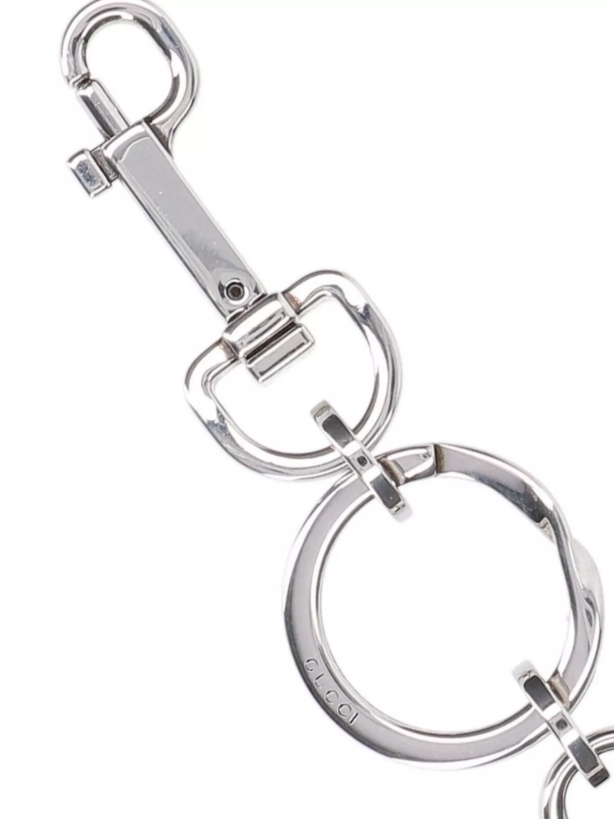 Gucci Key Holder With Metallic Keyring Attachment In Grey