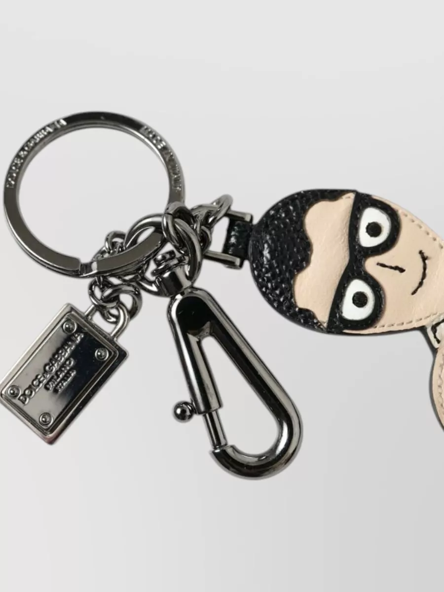 Dolce&Gabbana Leather Logo Badge Keychain
