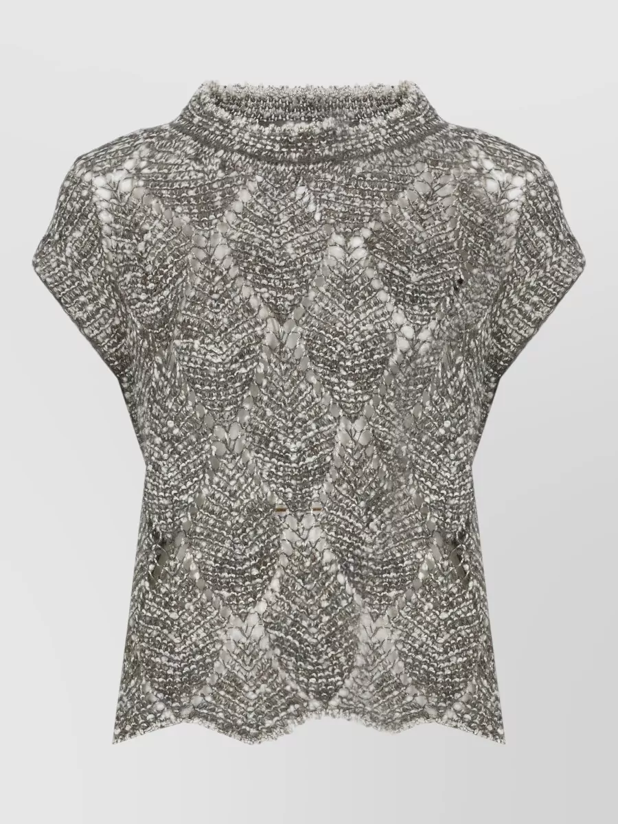 D.exterior Lurex Perforated Long-Sleeve Sweater