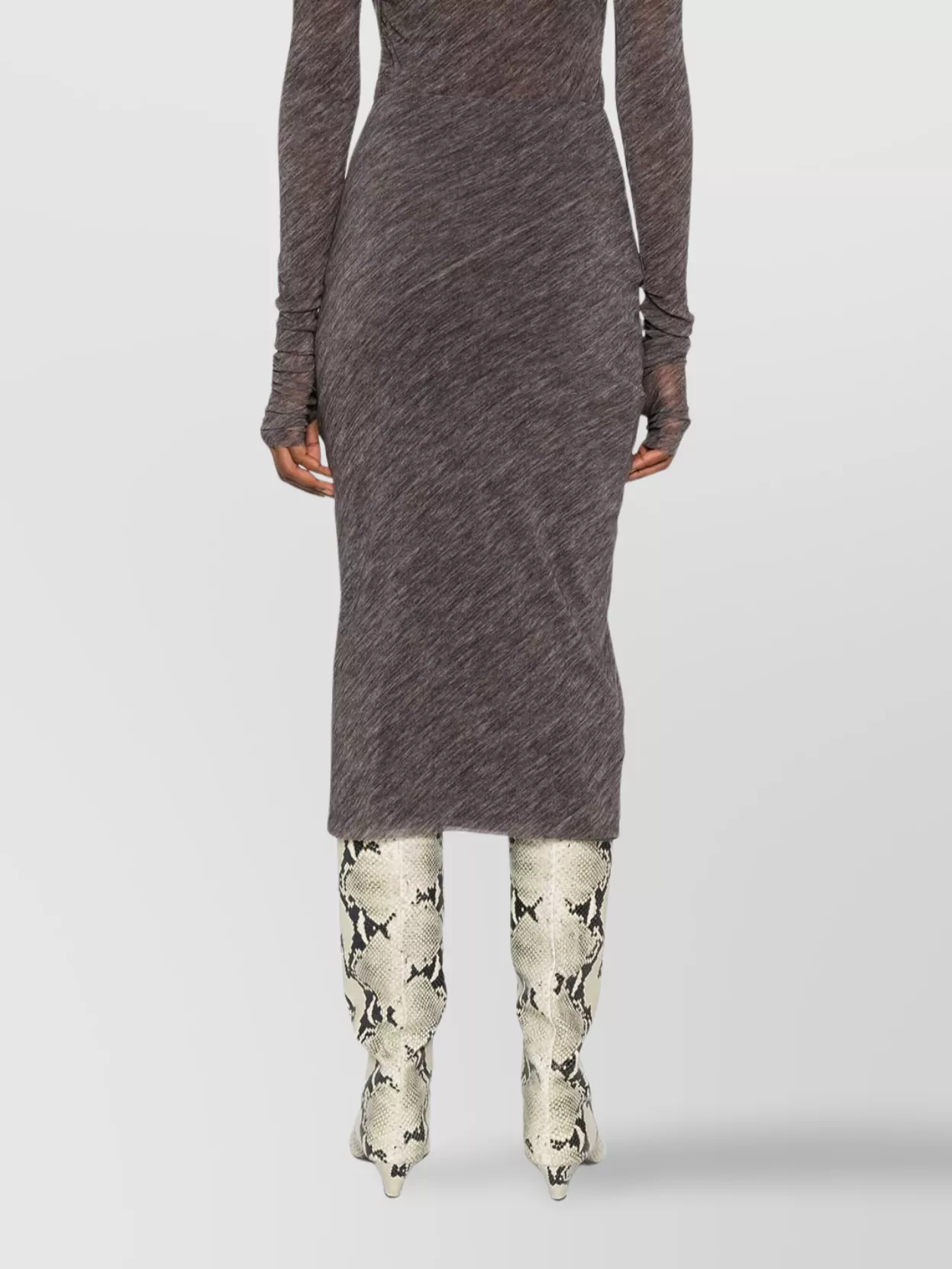 Philosophy Di Lorenzo Serafini Stretch Tulle Printed Pencil Skirt In Gray