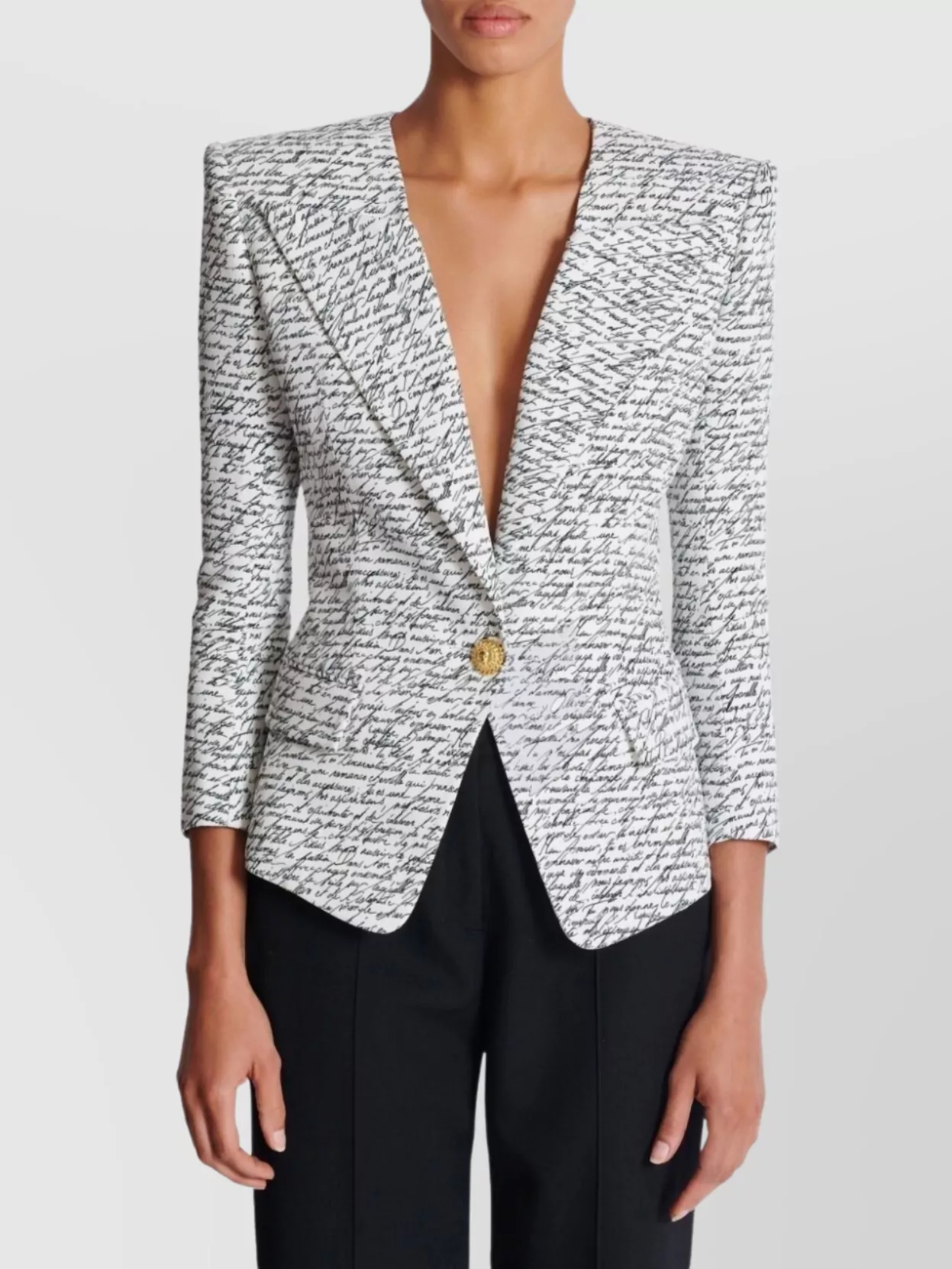Balmain Tailored Script Print Blazer
